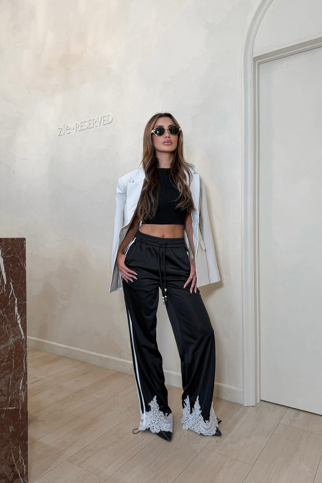 Nare Stripe + Lace Track Pants