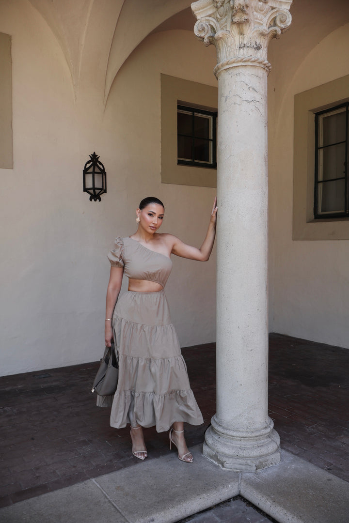 Abelyn Cut Out Maxi Dress - Taupe