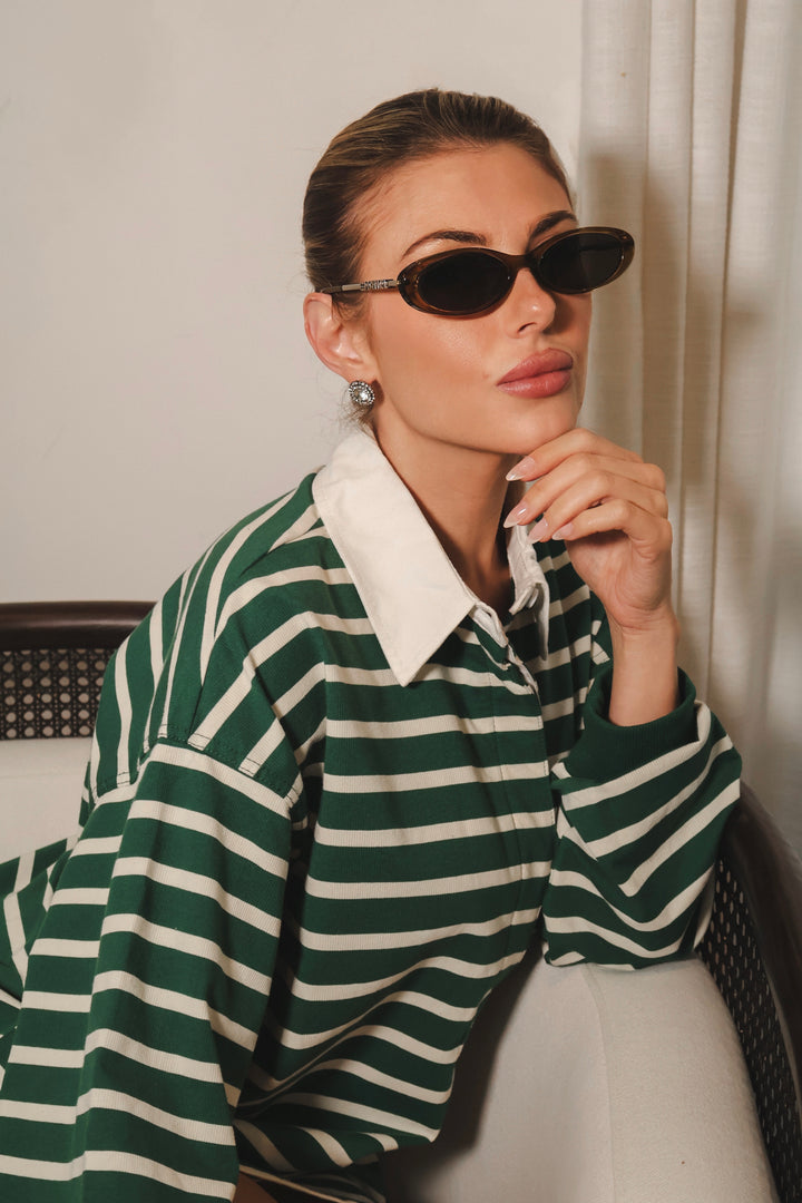 Kona Stripe Sweater Dress - Green