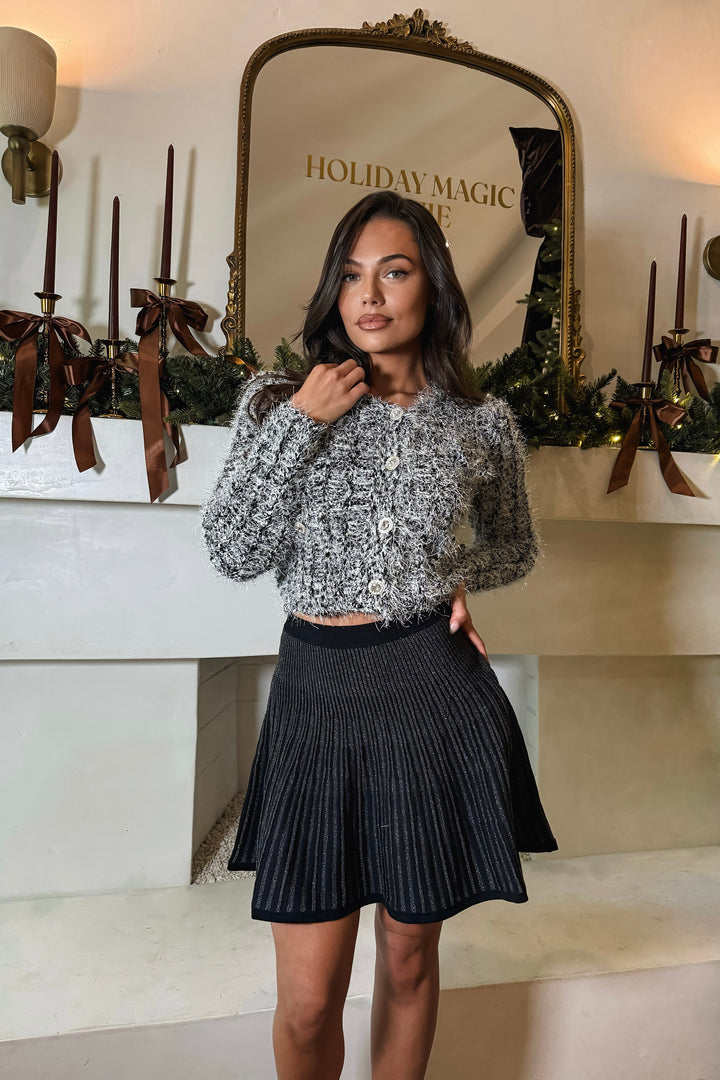 Izzy Knit Shimmer Pleated Skirt