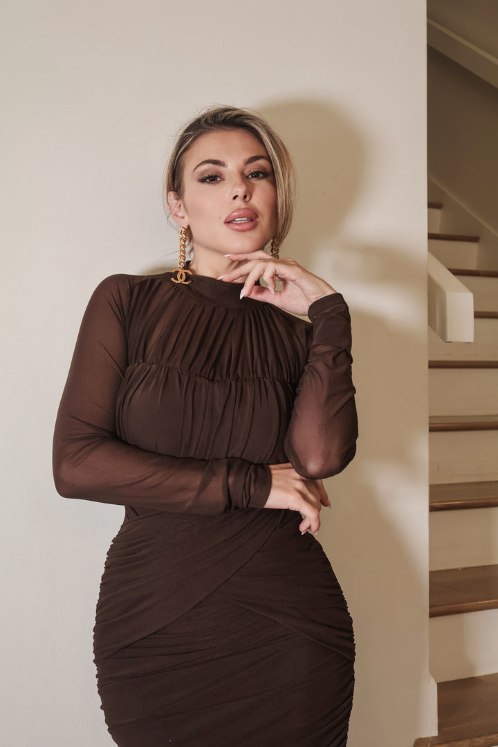 Lexie Mesh Dress - Brown