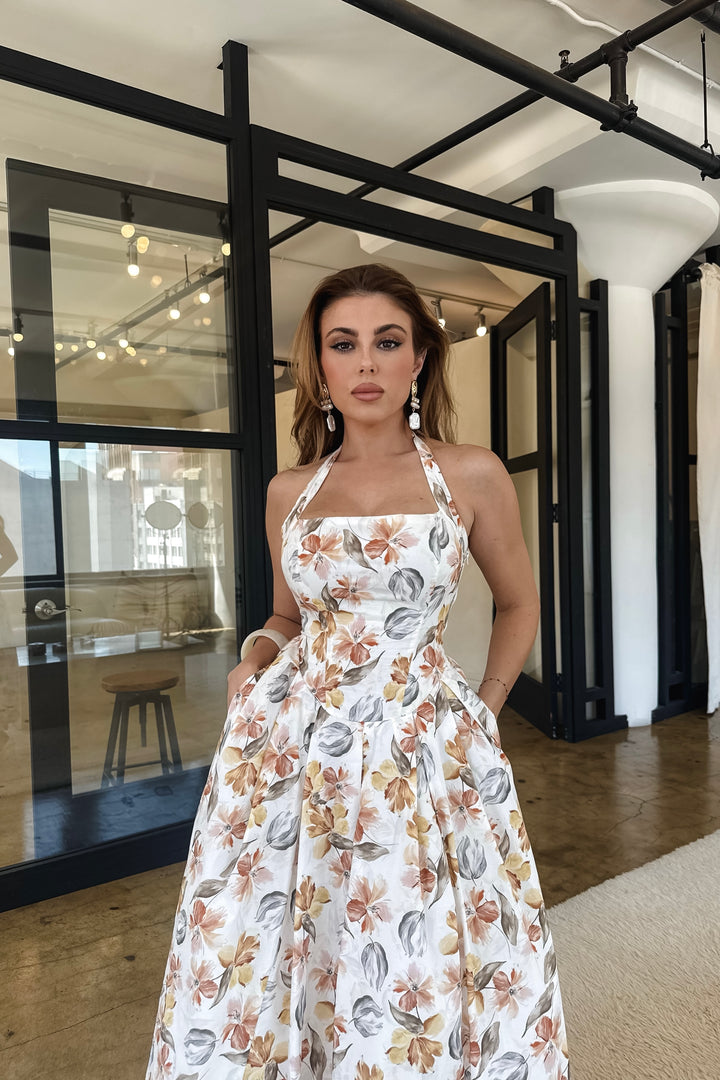 Penelope Halter Floral Maxi Dress