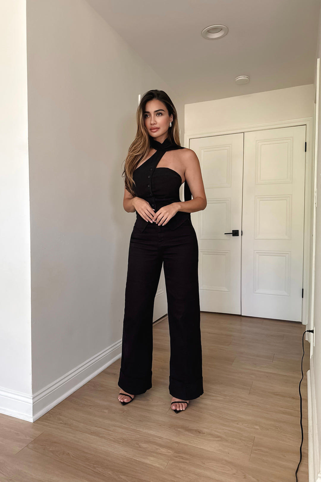 Katarina Choker Vest Top - Black