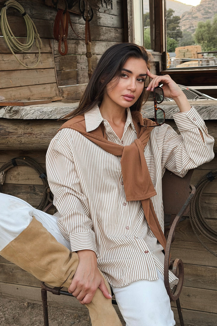 Alexa Stripe Button Up