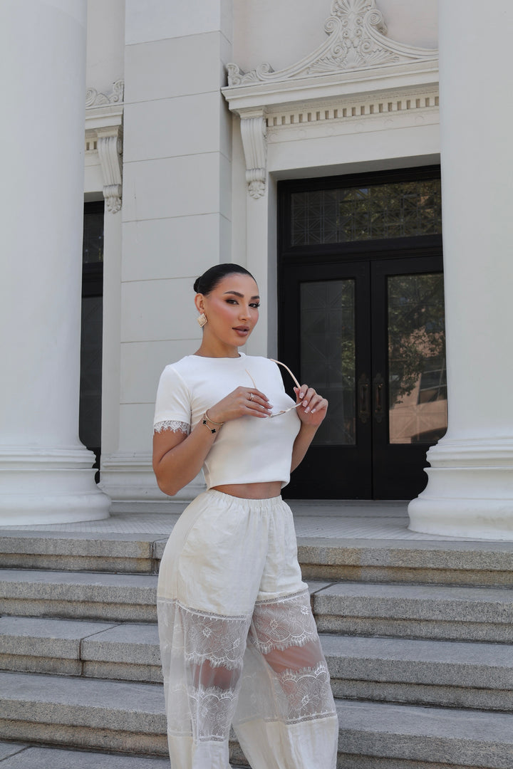 Nancy Lace Trim Tee