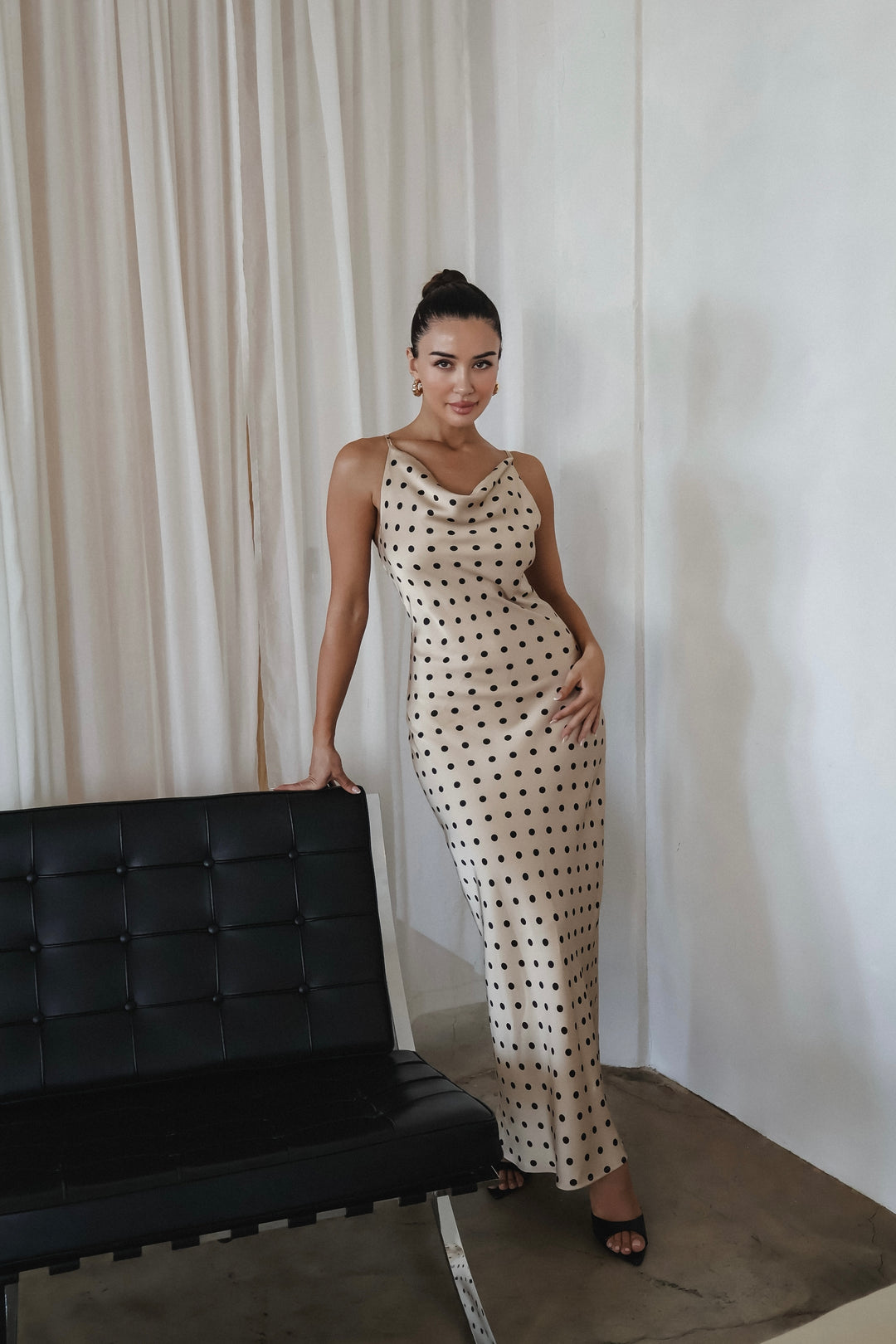 Lemona Polkadot Satin Dress