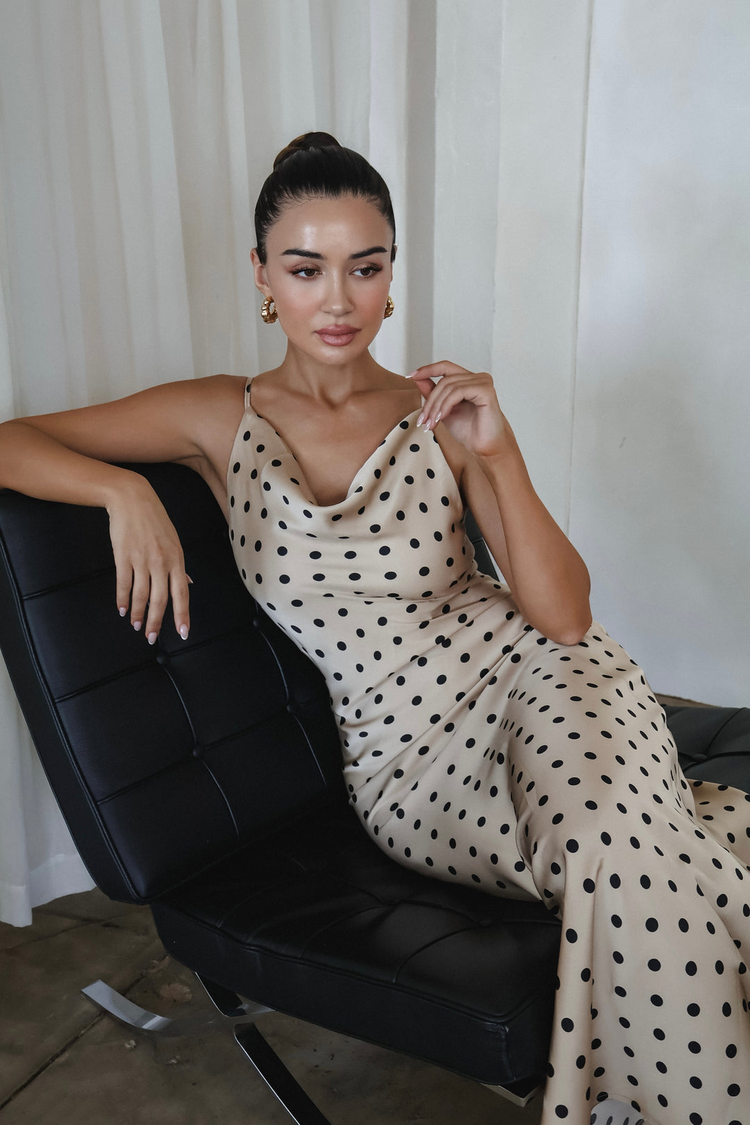 Lemona Polkadot Satin Dress