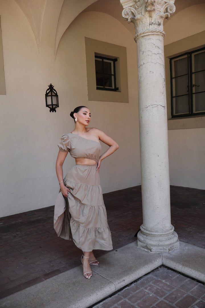 Abelyn Cut Out Maxi Dress - Taupe