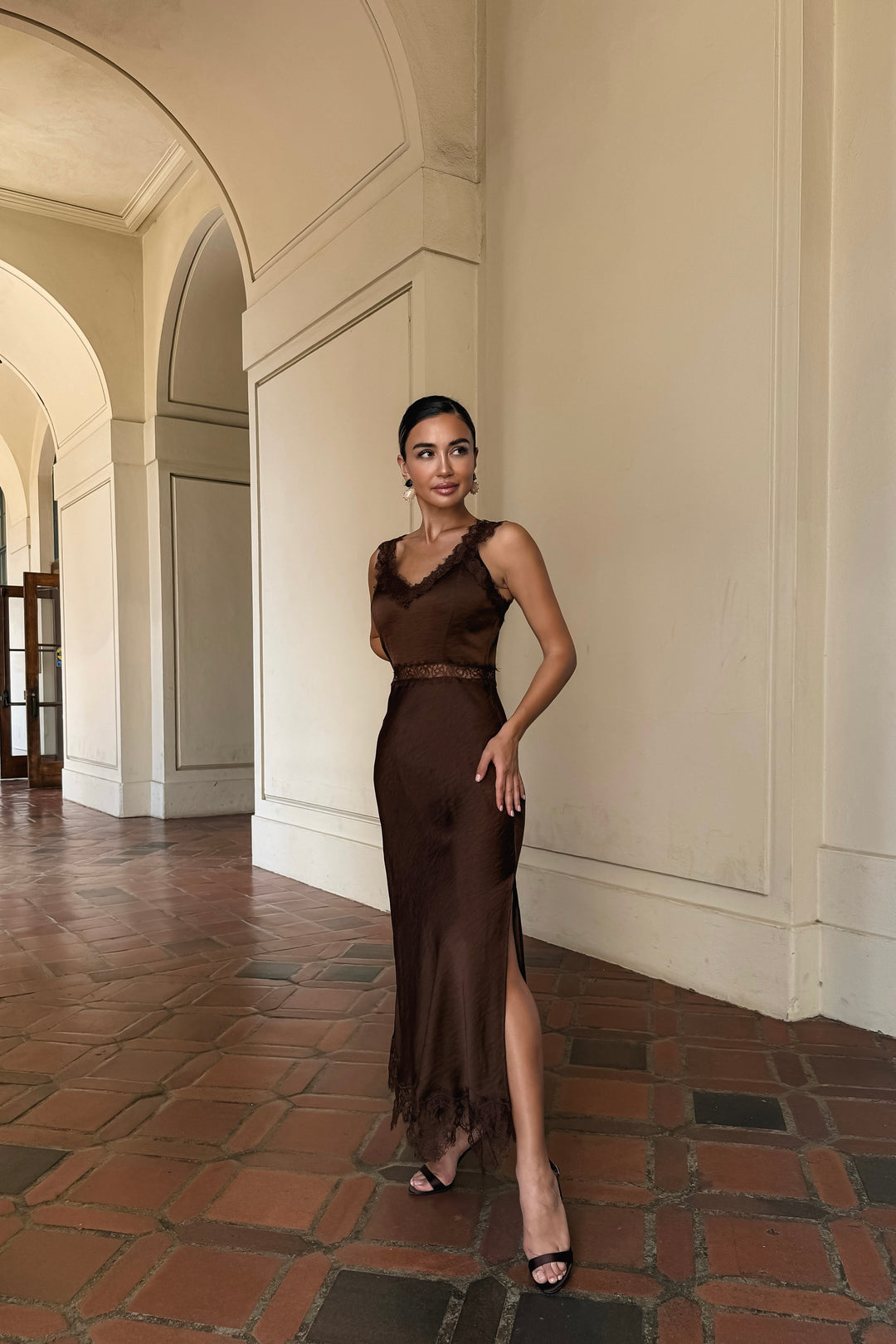Cassidy Satin + Lace Dress