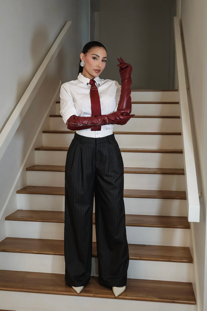 Debbie Stripe Trousers - Grey