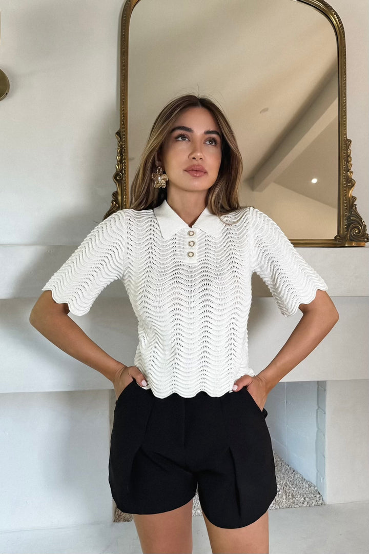 Yaz Knit Button Up Top