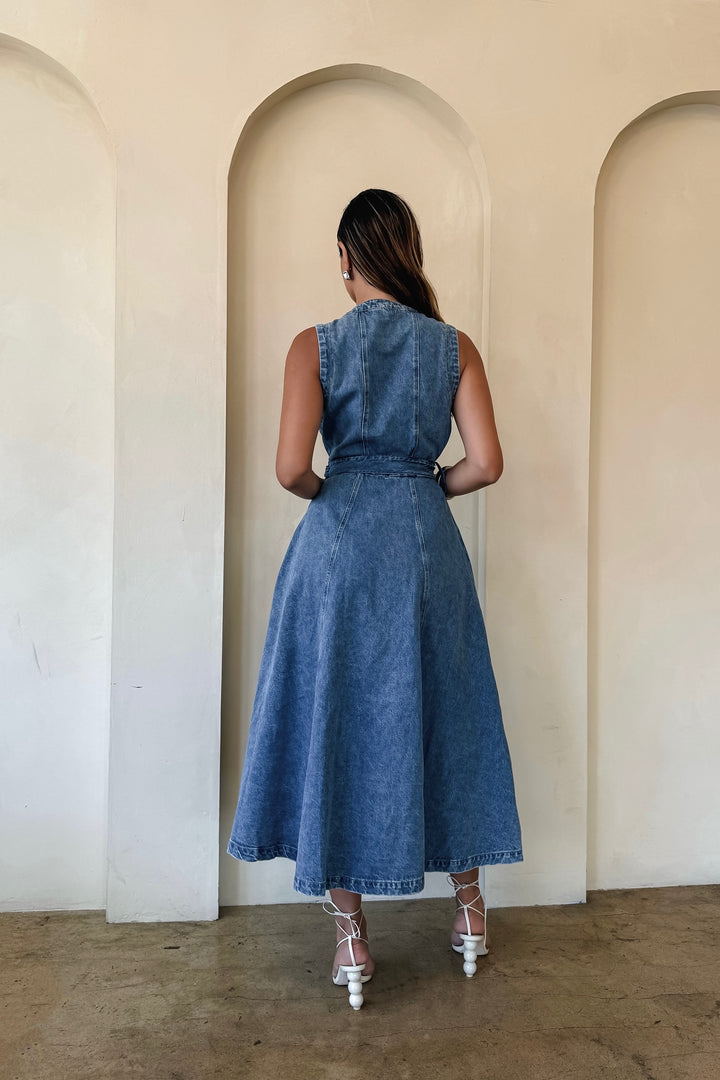 Amber Denim Maxi Dress