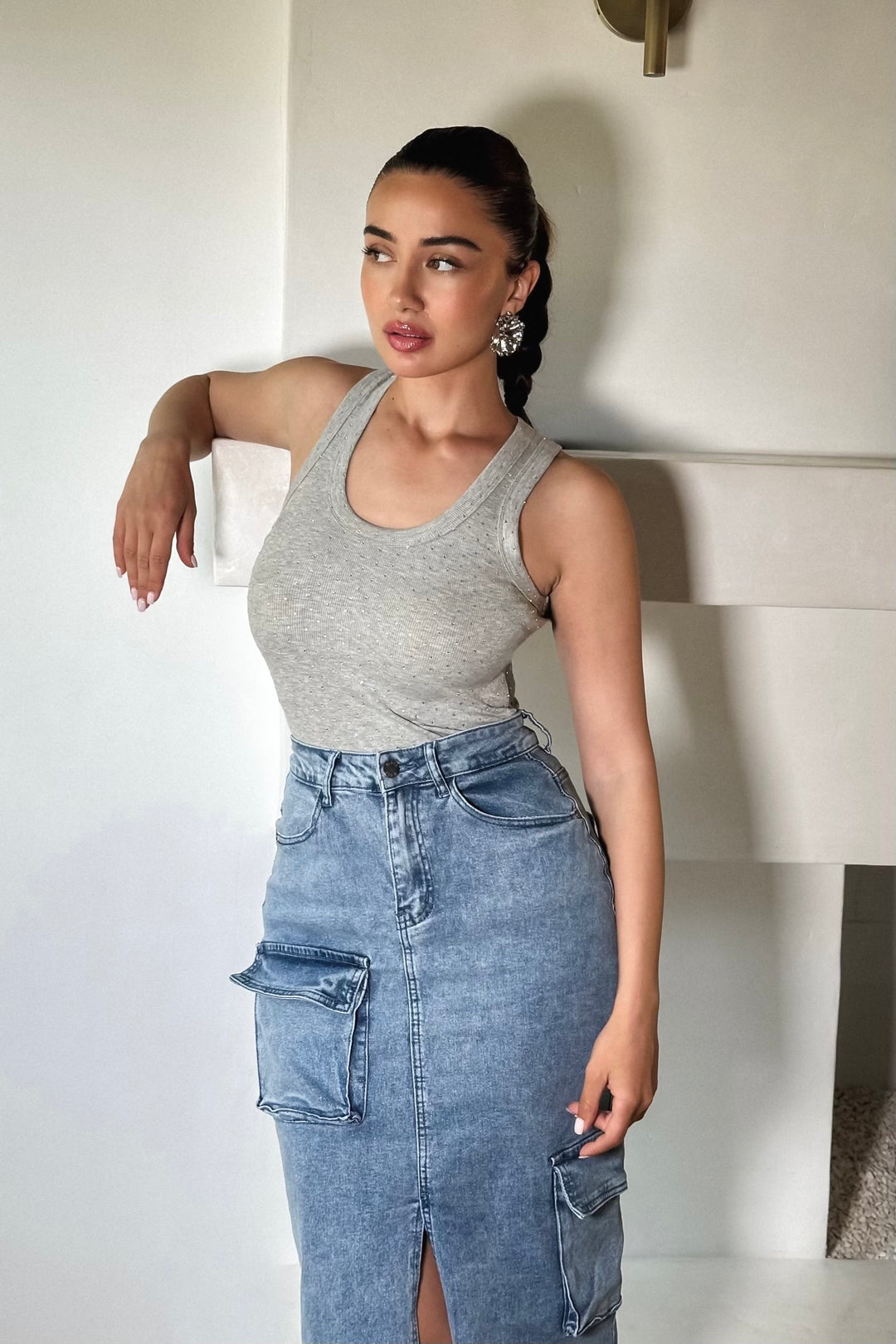 Mika Denim Cargo Skirt