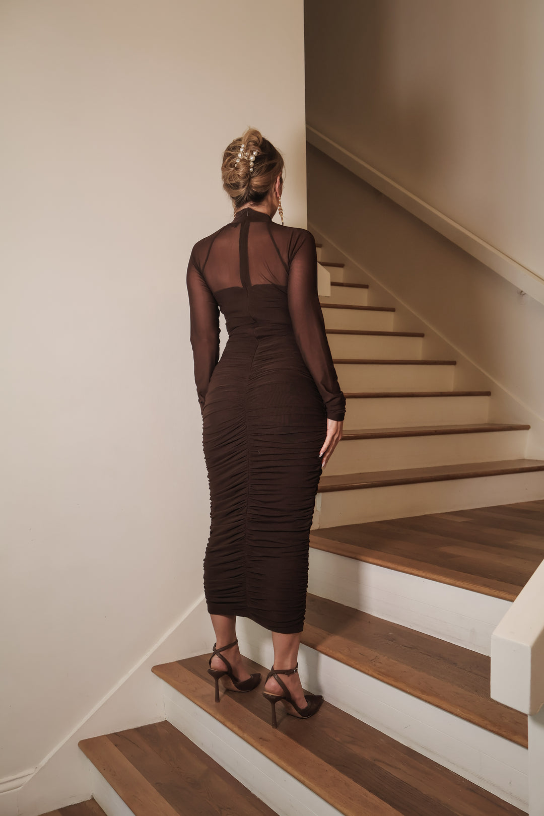 Lexie Mesh Dress - Brown