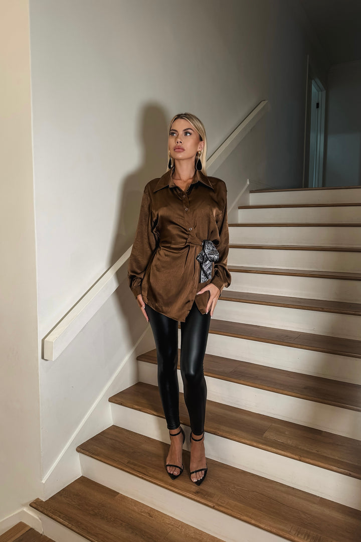 Mika Satin Button Up