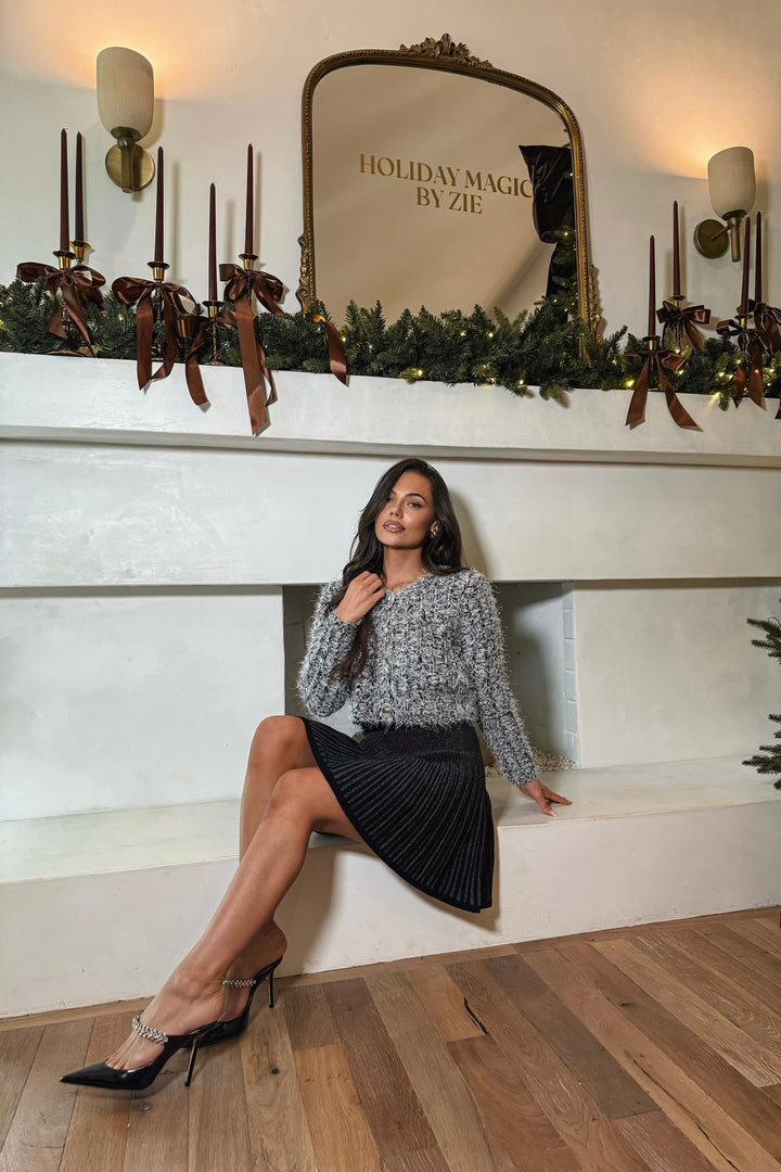 Izzy Knit Shimmer Pleated Skirt