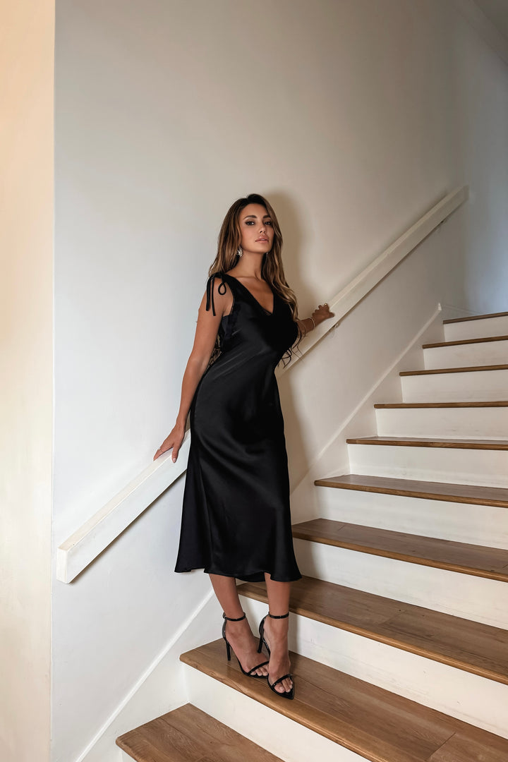 Kendra Satin + Lace Dress