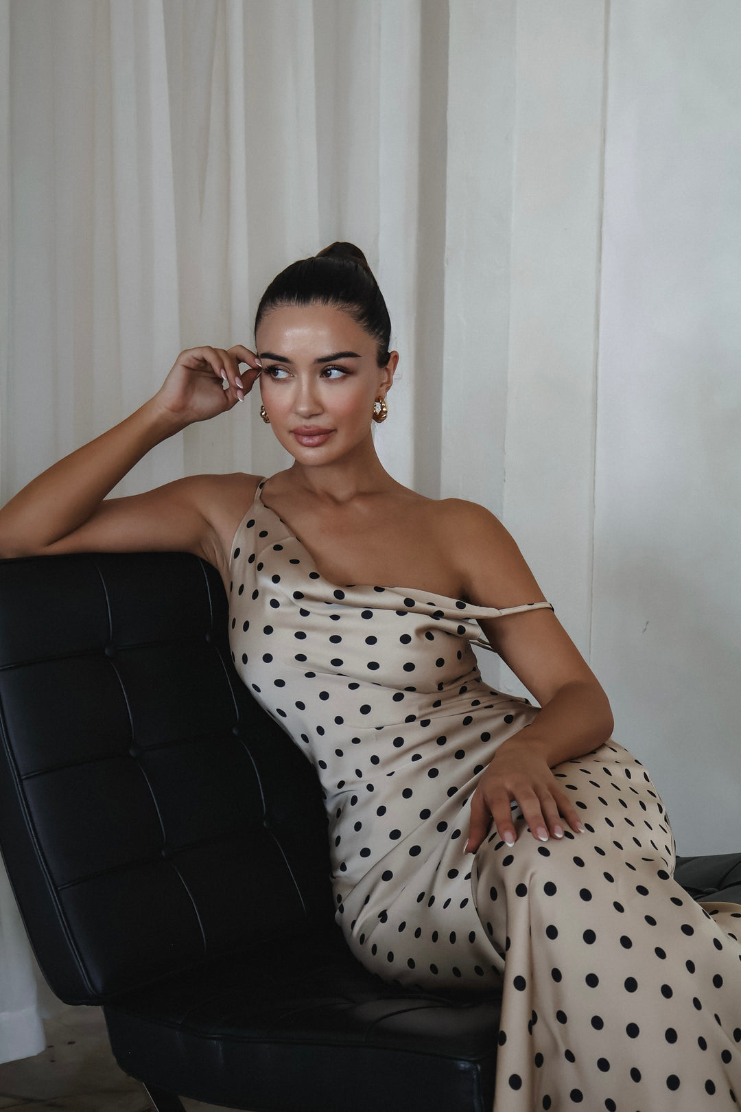 Lemona Polkadot Satin Dress