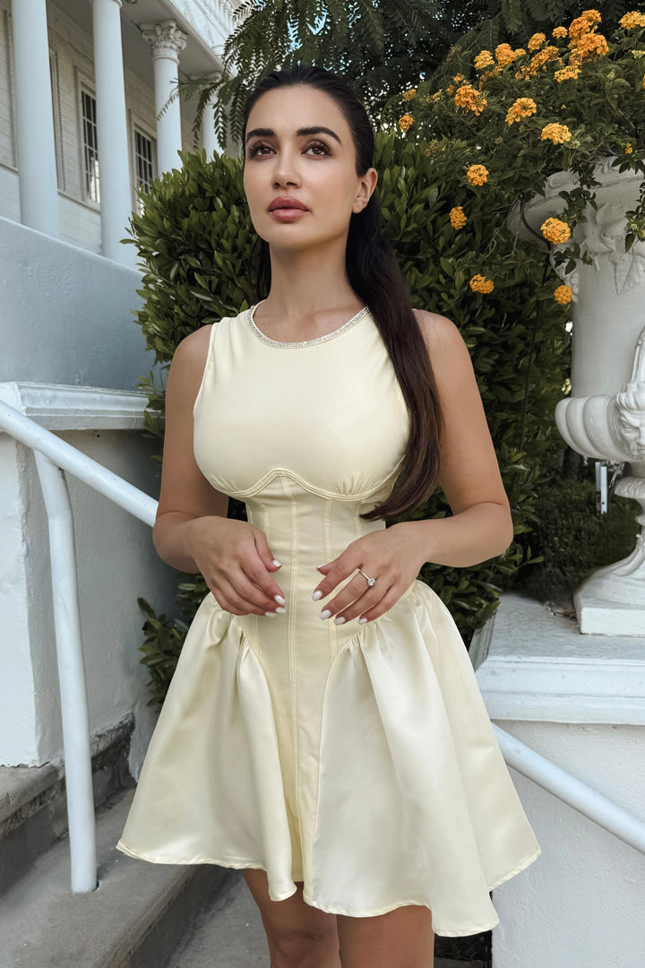 Yanna Rhinestone Trim Dress