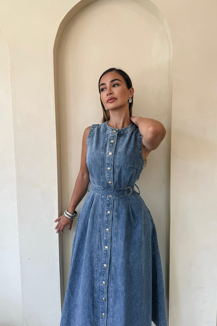 Amber Denim Maxi Dress