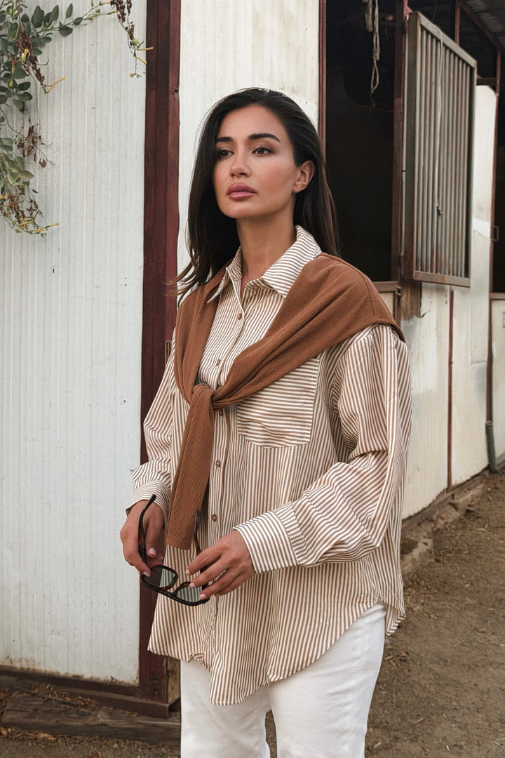 Alexa Stripe Button Up