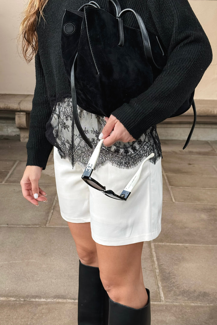 Lana Lace Trim Sweater - Black