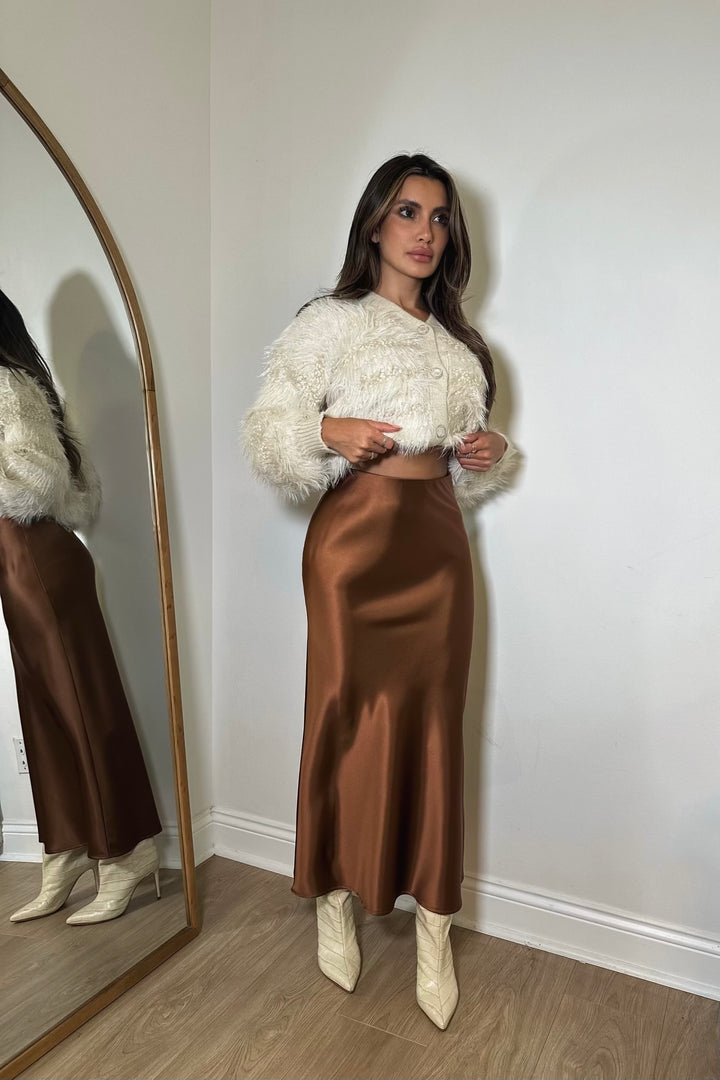 Oak Satin Midi Skirt