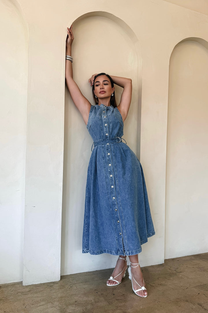 Amber Denim Maxi Dress
