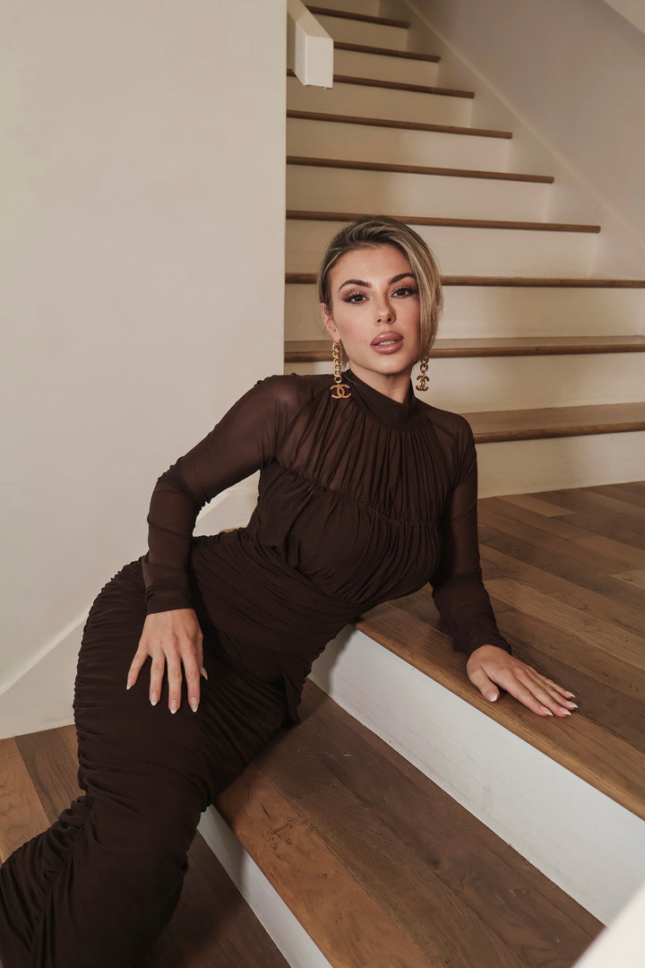 Lexie Mesh Dress - Brown