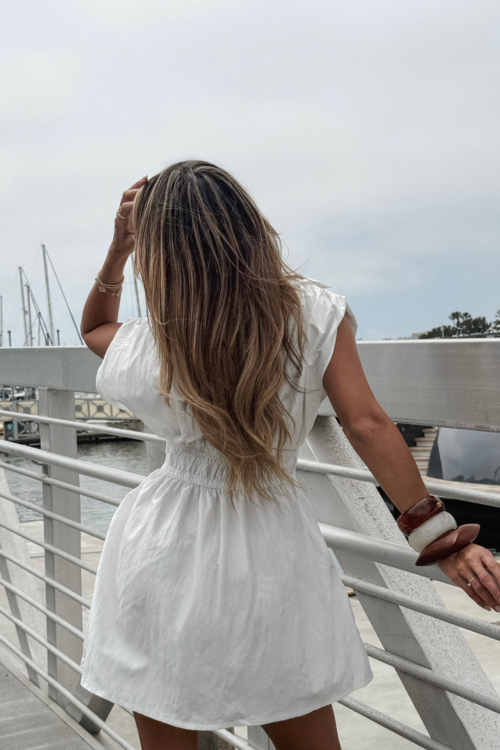 Elaine Button Up Dress - White