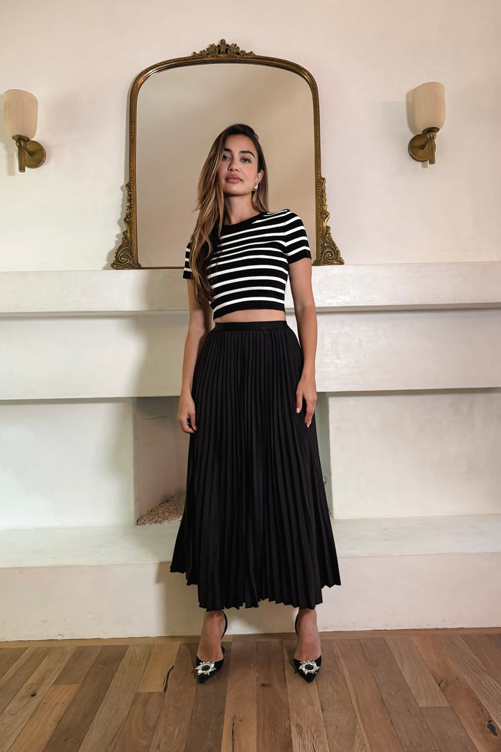 Candy Stripe Crop Top - Black