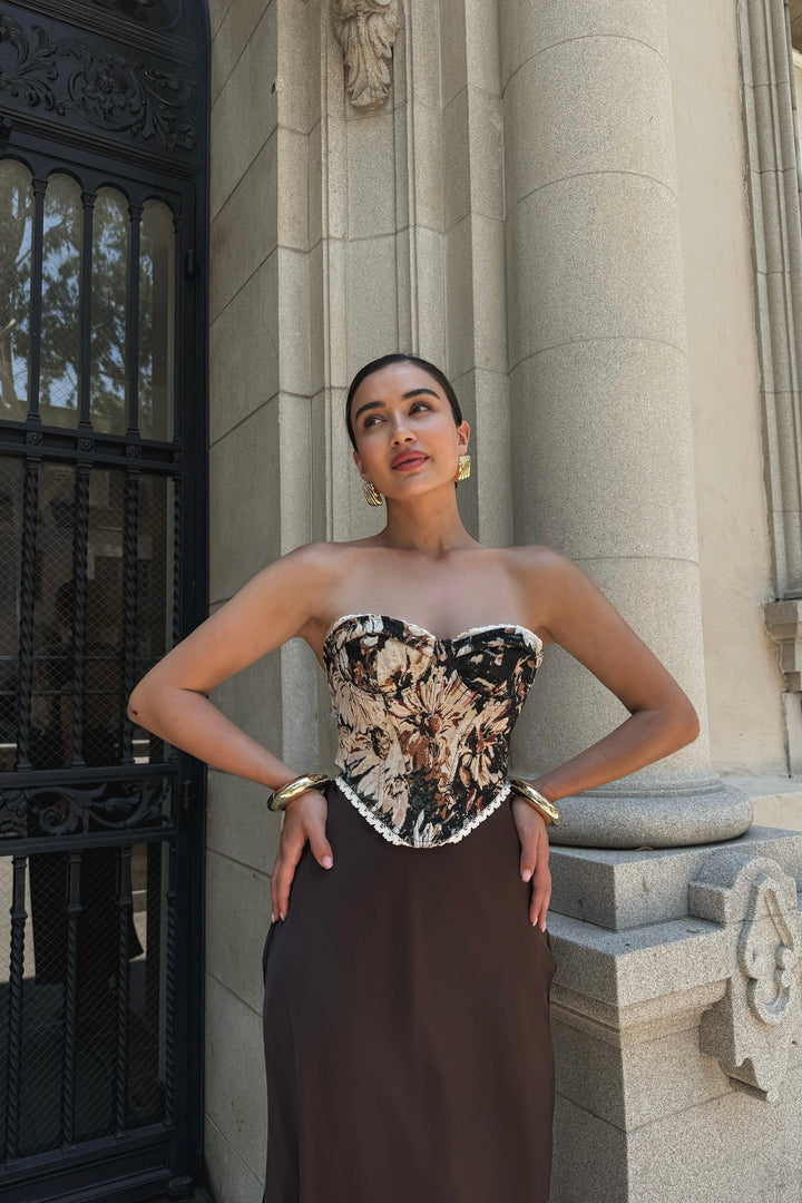 Lida Tie Up Floral Corset