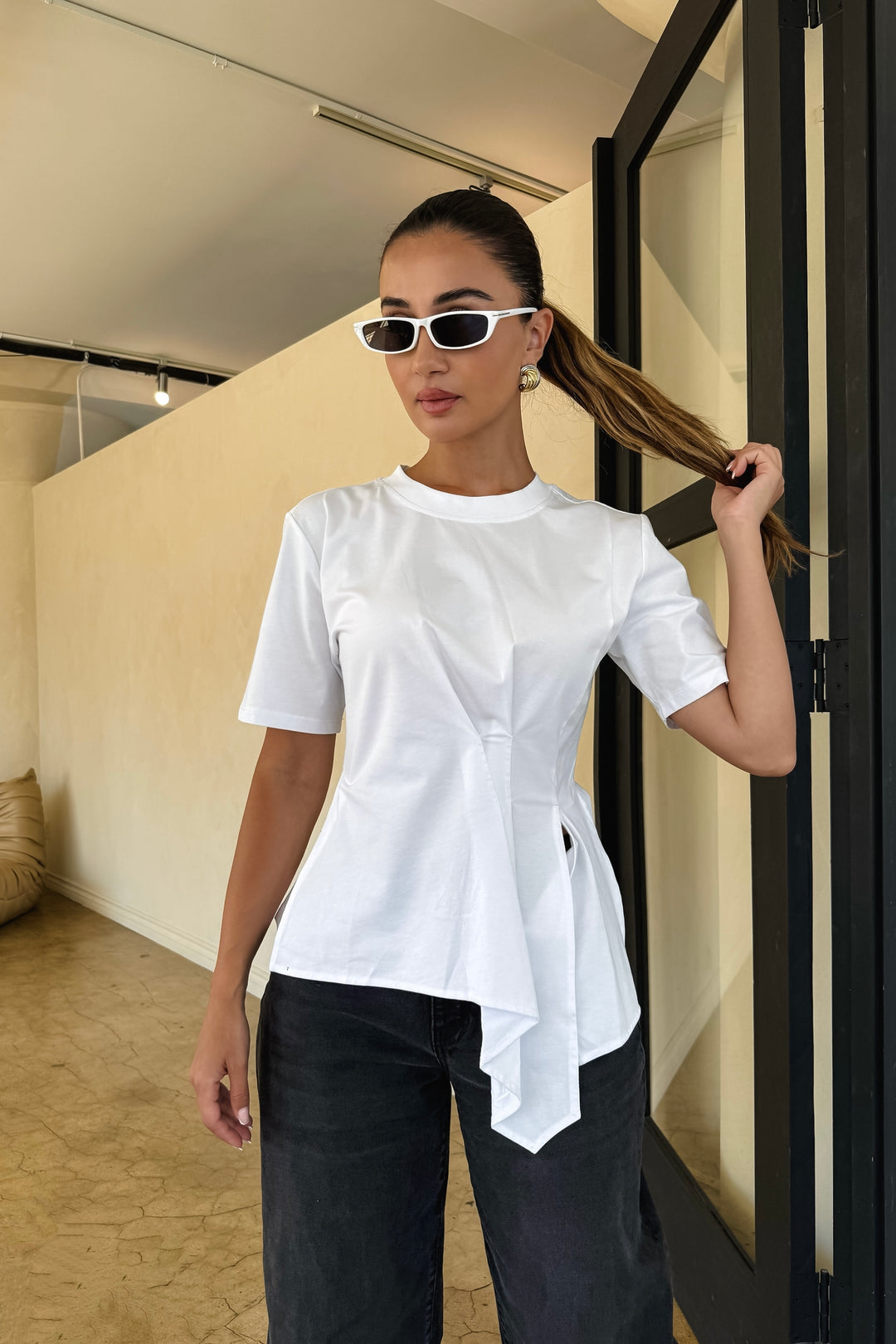 Irina Assymetrical Top - White
