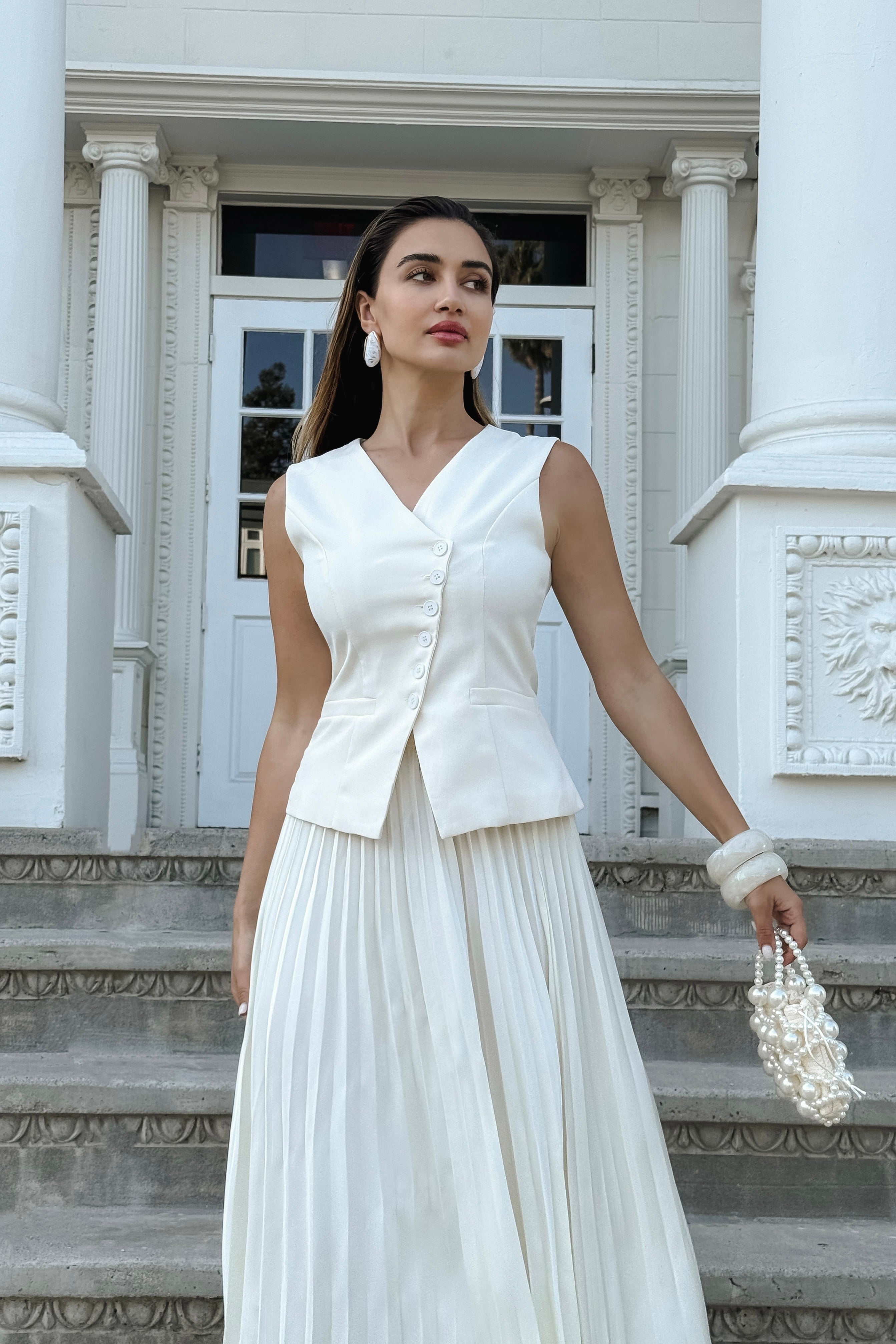 Iveet 2-Piece Vest + Skirt Set - Ivory – Zie Boutique