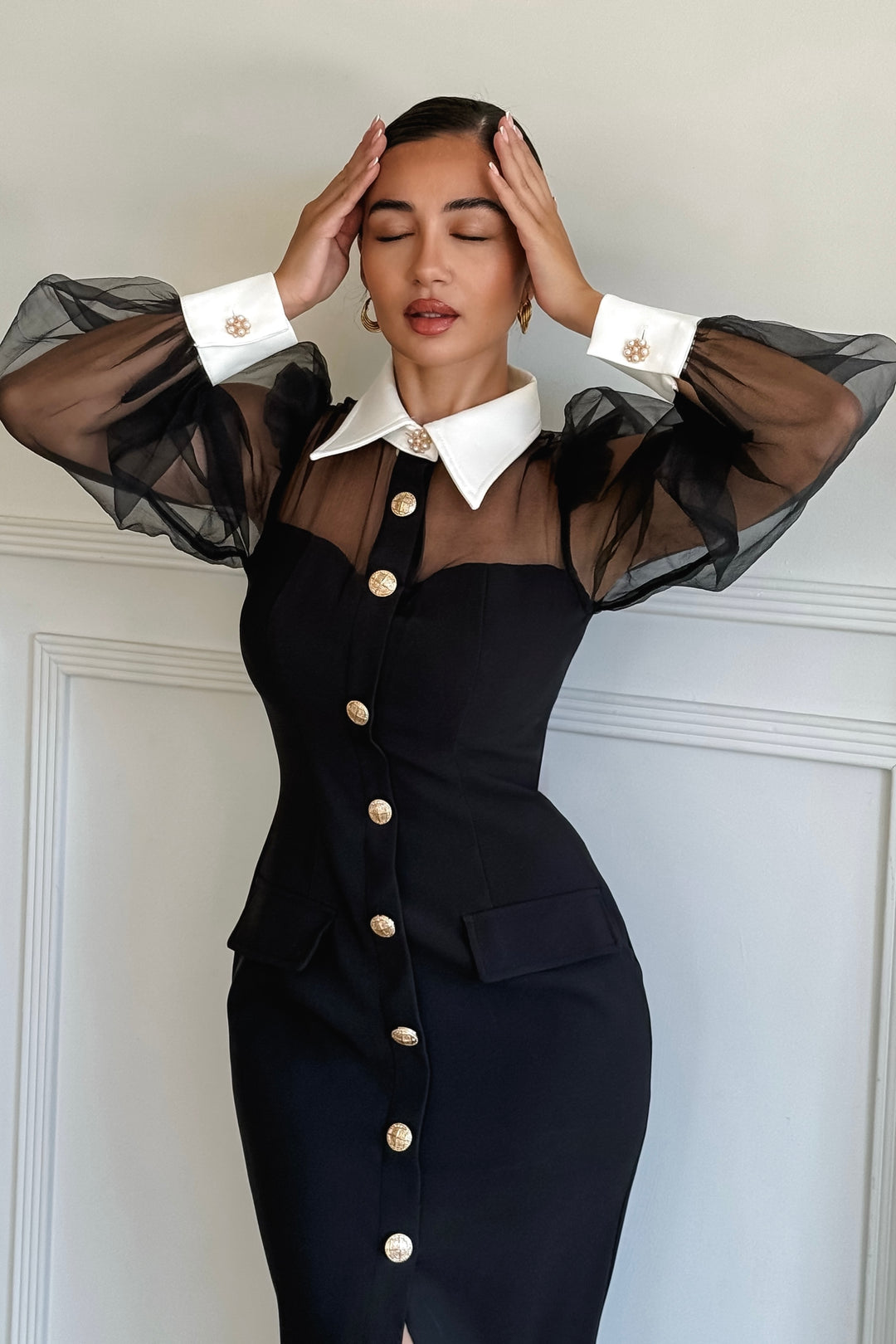 Quiana Mesh Sleeve Dress