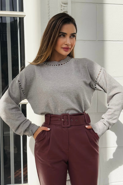 Chloé Short Sleeve Pearl Jumper In Wool & Cashmere | Chloé BG