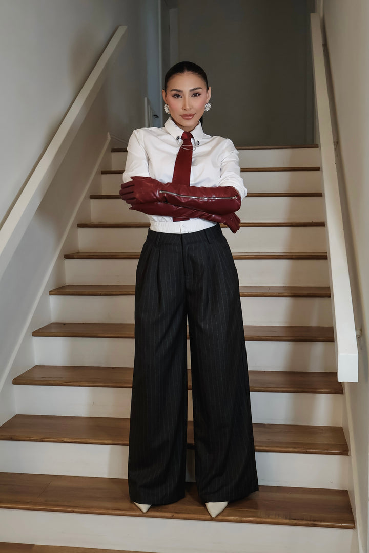 Debbie Stripe Trousers - Grey