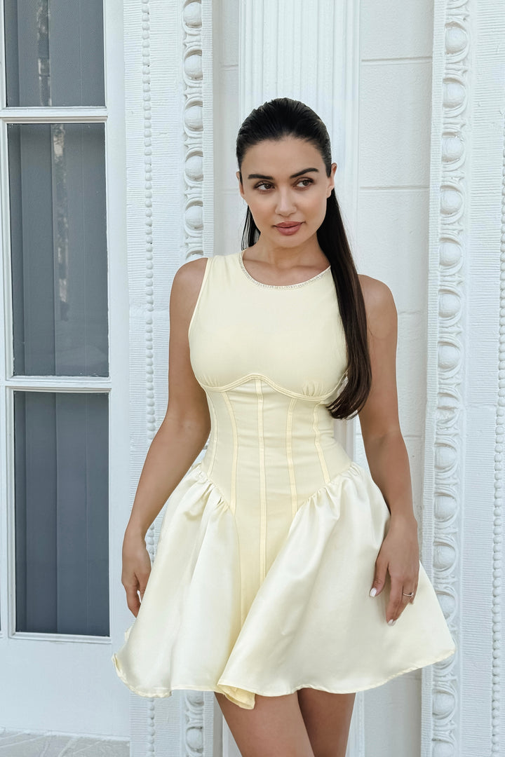 Yanna Rhinestone Trim Dress