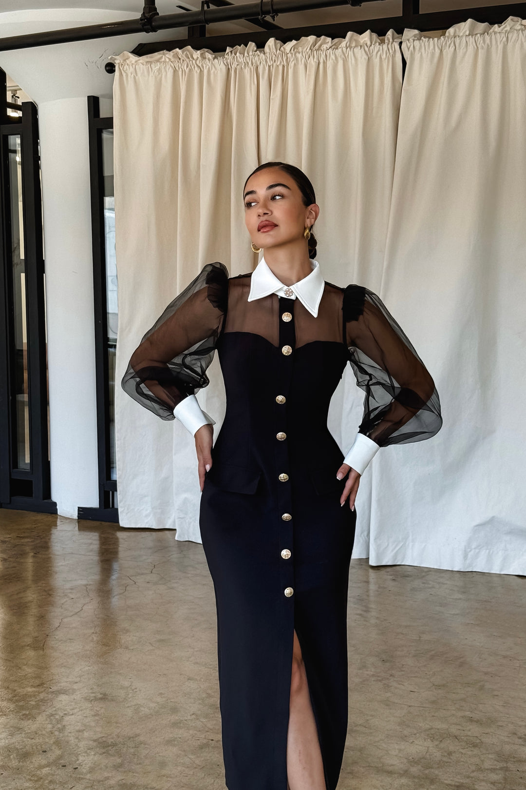 Quiana Mesh Sleeve Dress