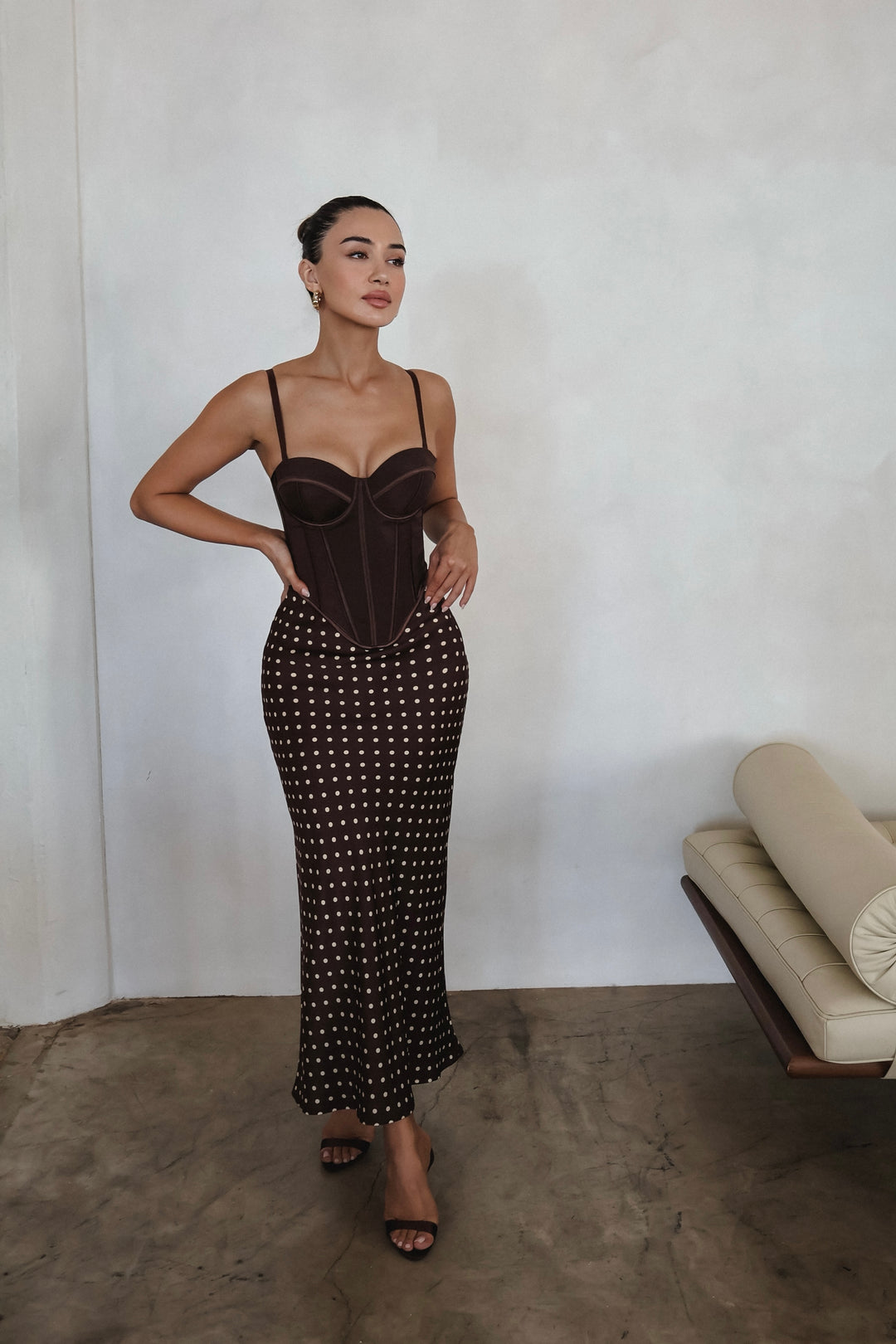 Ellie Polkadot Satin Skirt