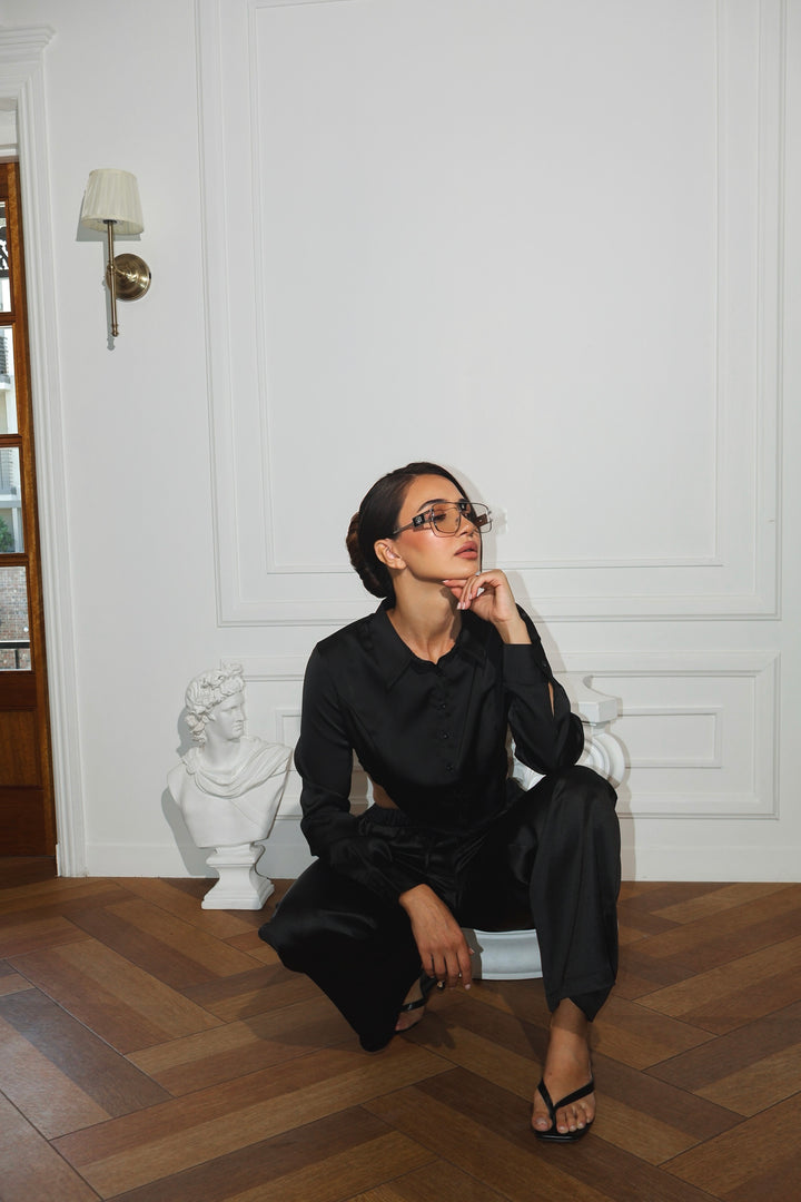 Selma Satin Pants - Black