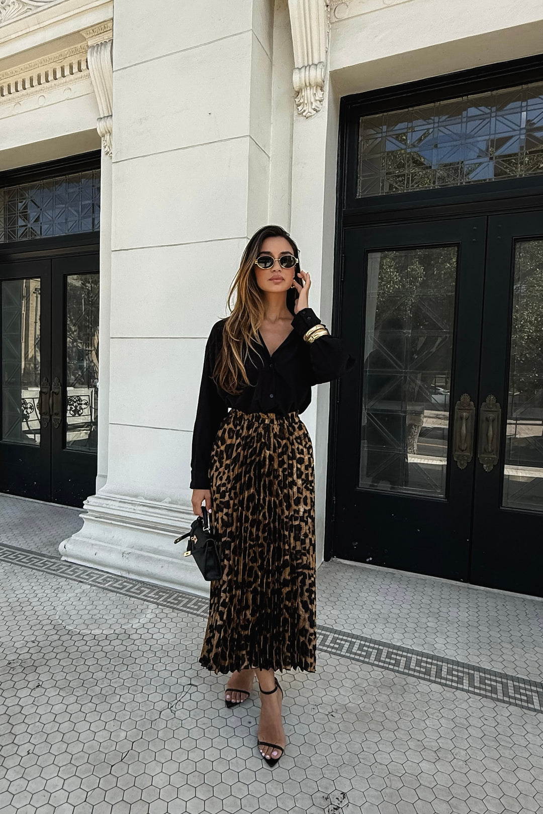 Lyla Cheetah Pleated Skirt