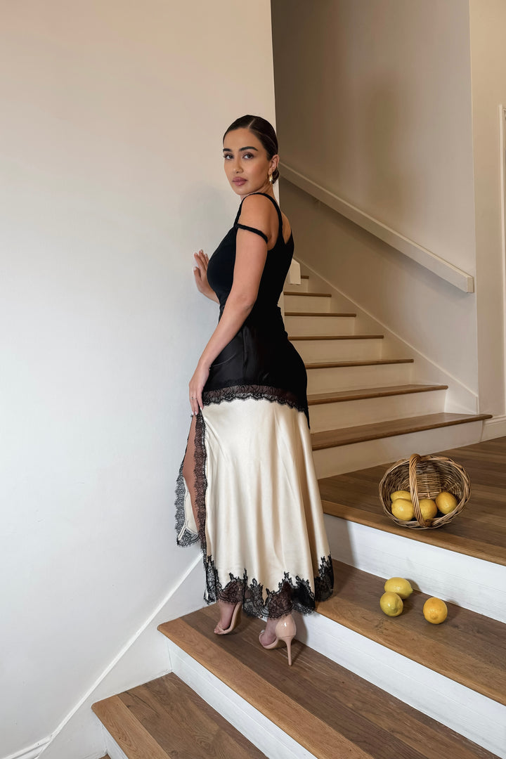 Gia Lace Satin Skirt
