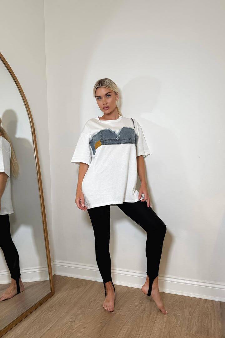 Nora Denim Tee - White