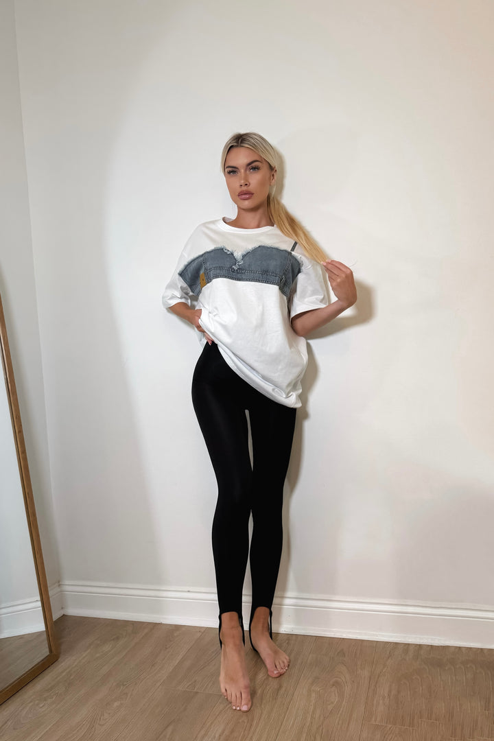 Nora Denim Tee - White