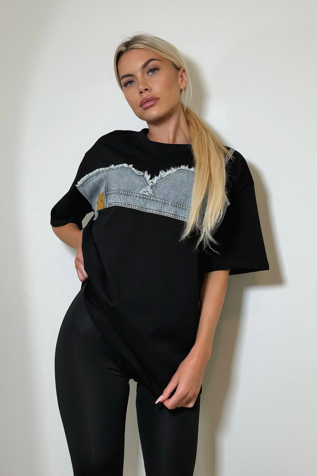 Nora Denim Tee - Black