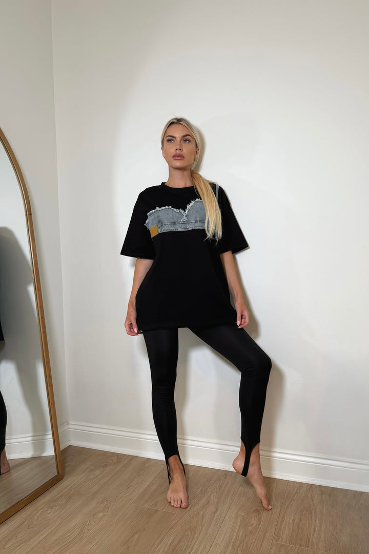 Nora Denim Tee - Black