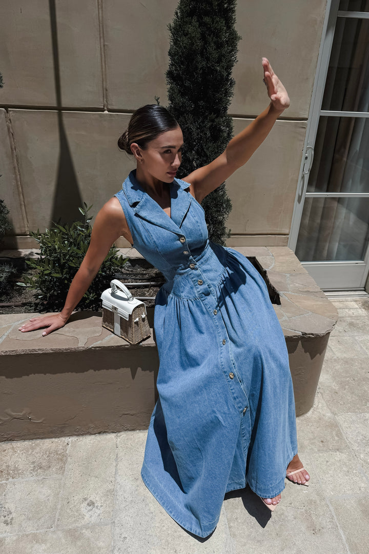 Aggie Denim Maxi Dress