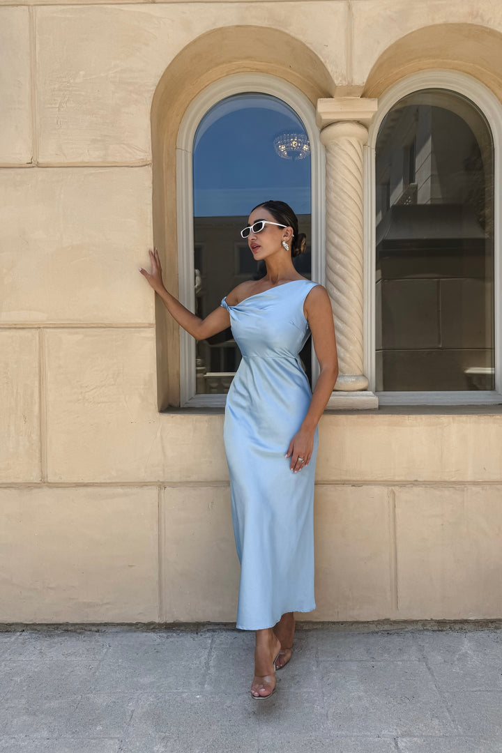 Andy Satin Off Shoulder Dress