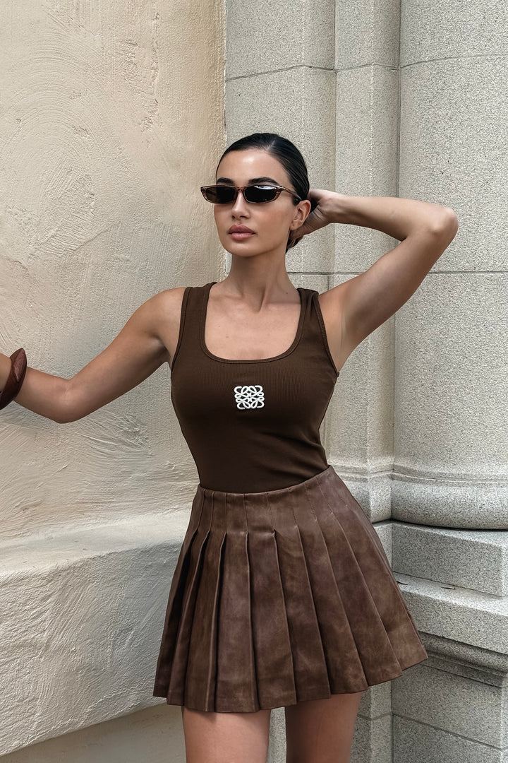 Sophi Leather Pleated Skirt